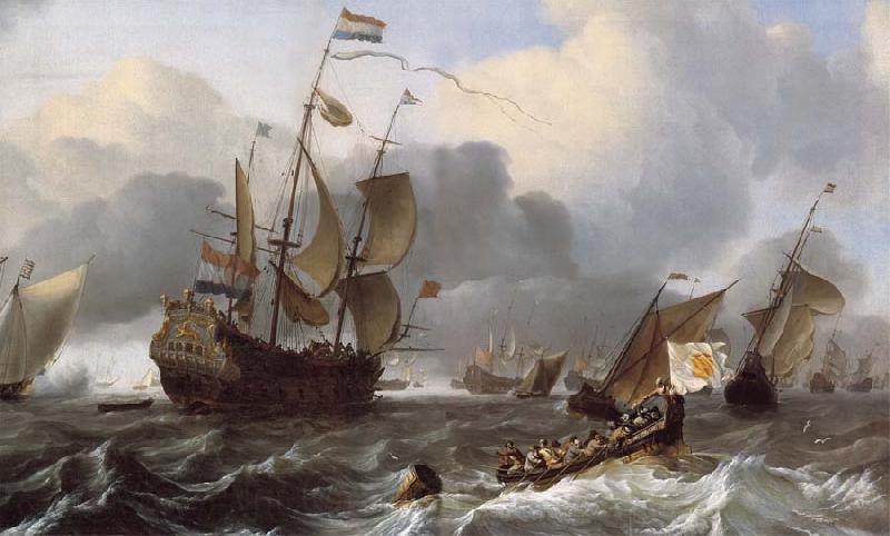 Ludolf Backhuysen Detail of THe Eendracht and a Fleet of Dutch Men-of-War Spain oil painting art